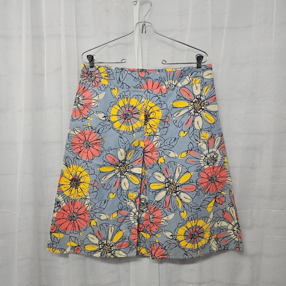 Merona Skirt Gray Retro Floral Pleated Boho A-Line Festival 6